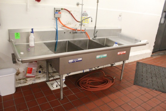 Stainless Steel Three Compartment Sink
