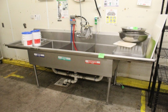 Stainless Steel Three Compartment Sink