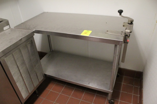 4' Stainless Steel Table W/ Can Opener On Casters