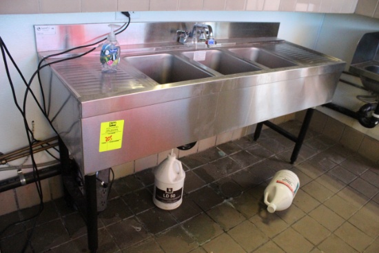 Bar Back Stainless Steel 3 Compartment Sink