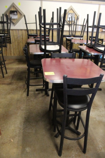 (4) Bar Height Tables And (10) Chairs