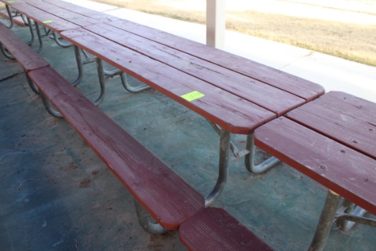 96" x 59" x 30" Wooden Picnic Table W/ Metal Frame