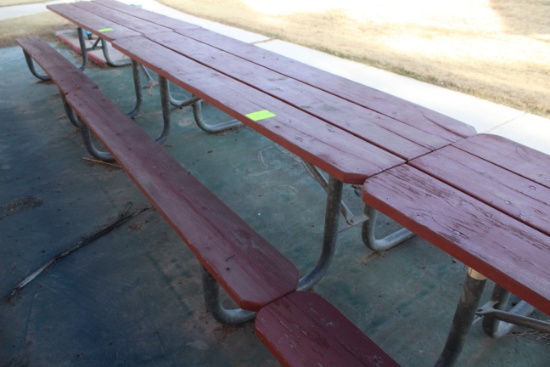 96" x 59" x 30" Wooden Picnic Table W/ Metal Frame