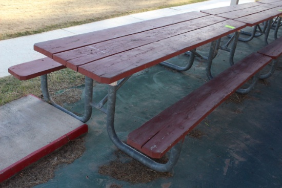 96" x 59" x 30" Wooden Picnic Table W/ Metal Frame