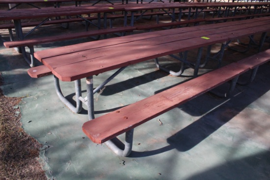 96" x 59" x 30" Wooden Picnic Table W/ Metal Frame