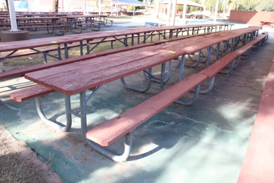 96" x 59" x 30" Wooden Picnic Table W/ Metal Frame