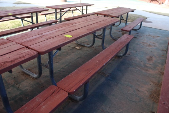 96" x 59" x 30" Wooden Picnic Table W/ Metal Frame