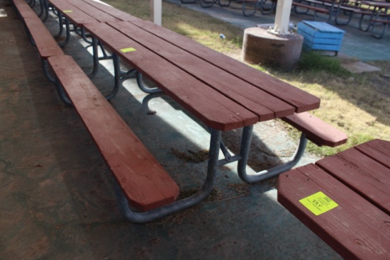 96" x 59" x 30" Wooden Picnic Table W/ Metal Frame