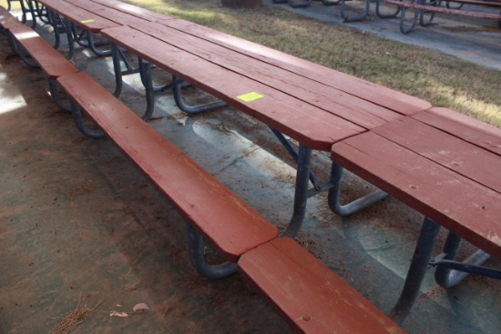 96" x 59" x 30" Wooden Picnic Table W/ Metal Frame