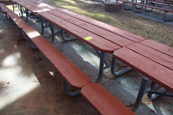 96" x 59" x 30" Wooden Picnic Table W/ Metal Frame