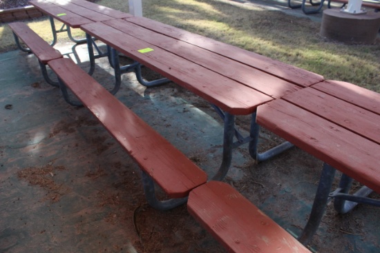 96" x 59" x 30" Wooden Picnic Table W/ Metal Frame