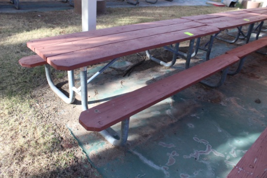 96" x 59" x 30" Wooden Picnic Table W/ Metal Frame