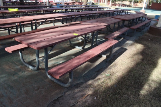 96" x 59" x 30" Wooden Picnic Table W/ Metal Frame