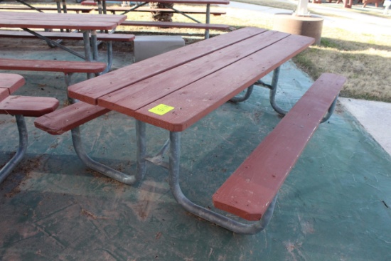96" x 59" x 30" Wooden Picnic Table W/ Metal Frame