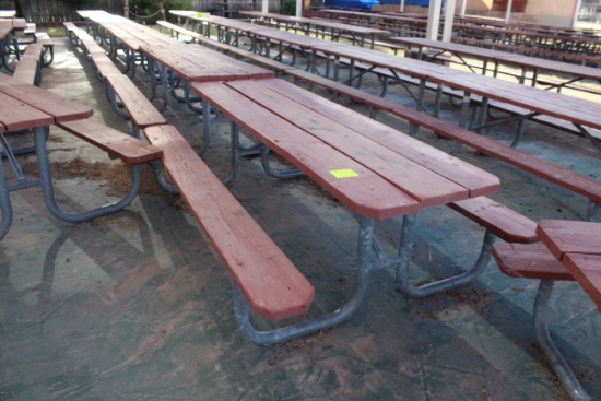 96" x 59" x 30" Wooden Picnic Table W/ Metal Frame