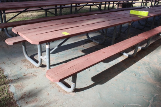 96" x 59" x 30" Wooden Picnic Table W/ Metal Frame