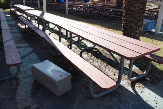 96" x 59" x 30" Wooden Picnic Table W/ Metal Frame