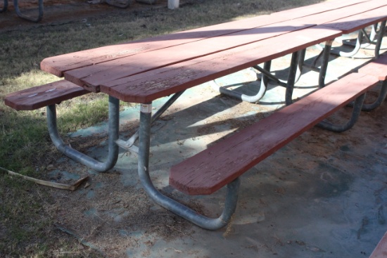 96" x 59" x 30" Wooden Picnic Table W/ Metal Frame