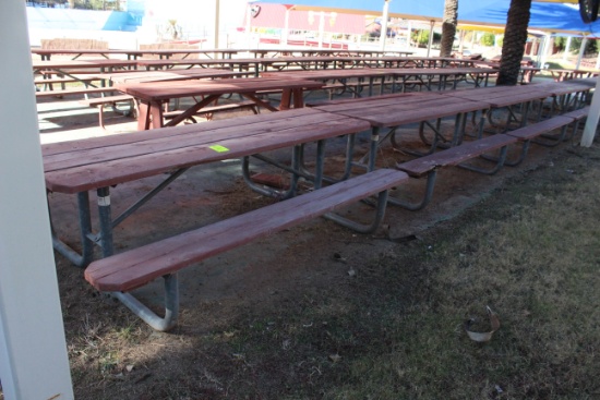 96" x 59" x 30" Wooden Picnic Table W/ Metal Frame