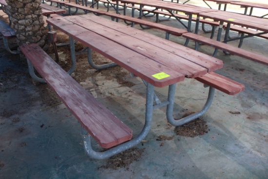 96" x 59" x 30" Wooden Picnic Table W/ Metal Frame