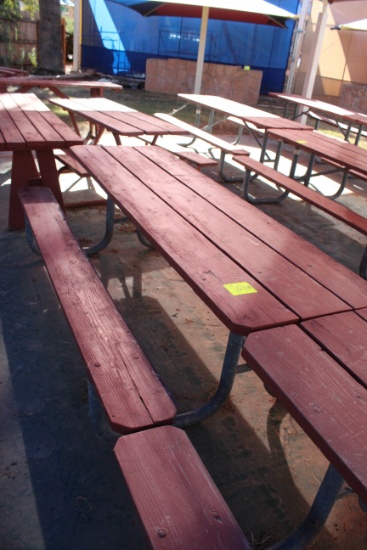 96" x 59" x 30" Wooden Picnic Table W/ Metal Frame