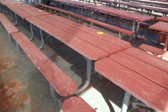 96" x 59" x 30" Wooden Picnic Table W/ Metal Frame