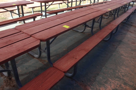 96" x 59" x 30" Wooden Picnic Table W/ Metal Frame