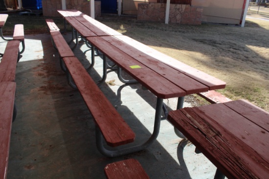 96" x 59" x 30" Wooden Picnic Table W/ Metal Frame