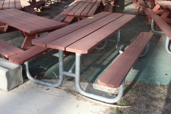 96" x 59" x 30" Wooden Picnic Table W/ Metal Frame