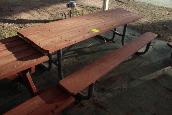 96" x 59" x 30" Wooden Picnic Table W/ Metal Frame