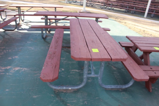 96" x 59" x 30" Wooden Picnic Table W/ Metal Frame