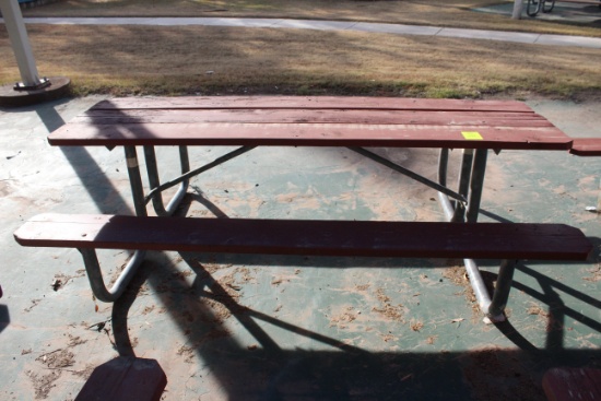 96" x 59" x 30" Wooden Picnic Table W/ Metal Frame