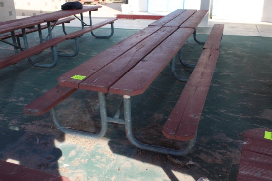 96" x 59" x 30" Wooden Picnic Table W/ Metal Frame