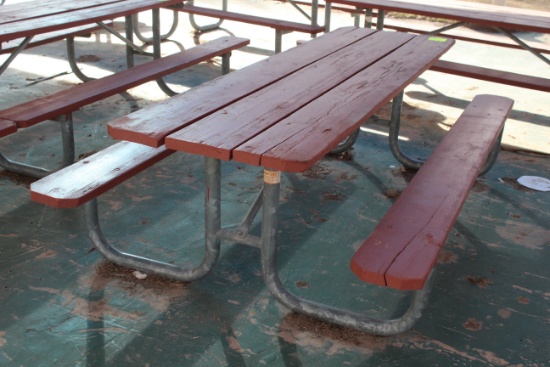 96" x 59" x 30" Wooden Picnic Table W/ Metal Frame