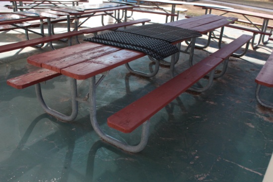 96" x 59" x 30" Wooden Picnic Table W/ Metal Frame