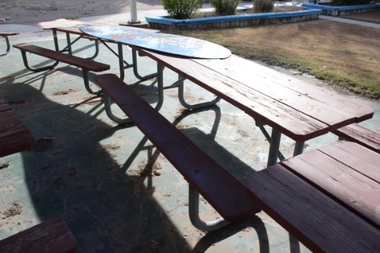 96" x 59" x 30" Wooden Picnic Table W/ Metal Frame