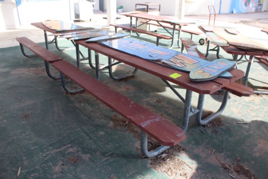 96" x 59" x 30" Wooden Picnic Table W/ Metal Frame