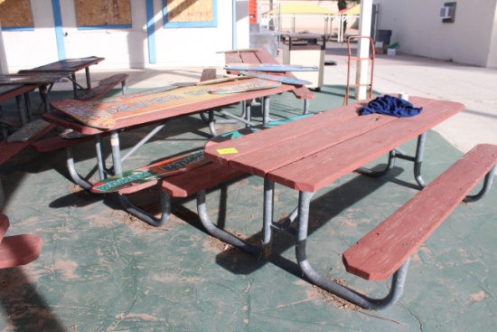 96" x 59" x 30" Wooden Picnic Table W/ Metal Frame
