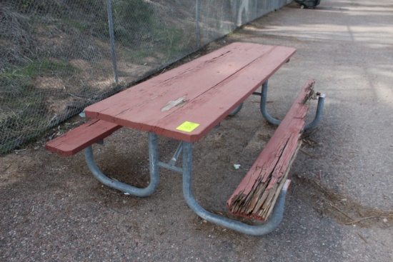 96" x 59" x 30" Wooden Picnic Table W/ Metal Frame