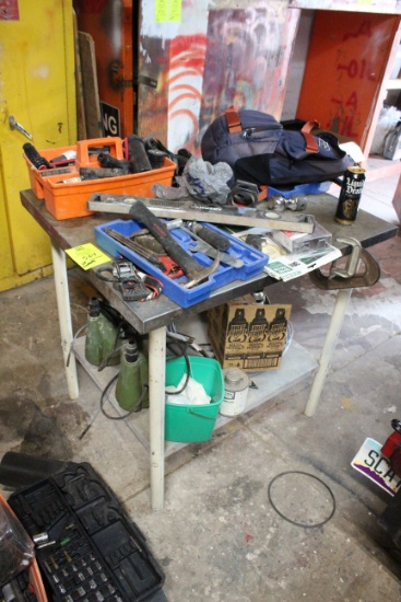 Stainless Top Work Table And Contents