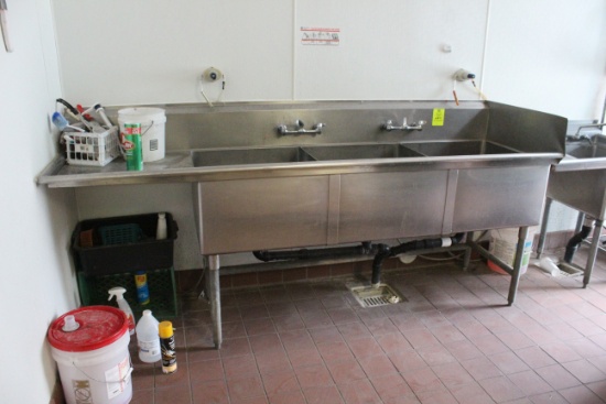 Stainless Steel Three Compartment Sink