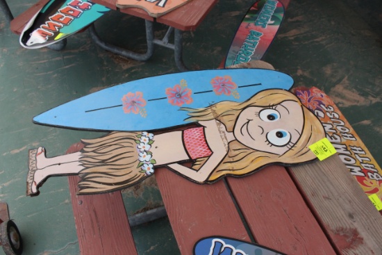 4' Tall Surfer Girl Sign