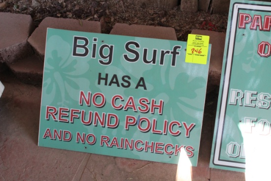 No Cash Refund Sign