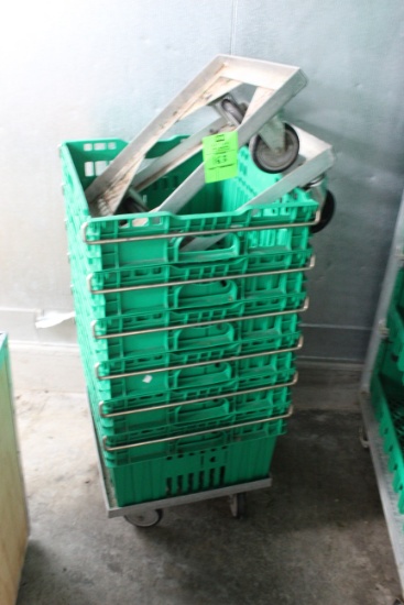 Group Of Plastic Crates W/ Dolleys