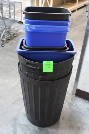 Group Of Assorted Trash Cans