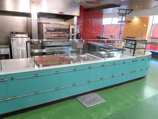 service counter w/ reach-guards, refrigerated storage & 2-pan steam table