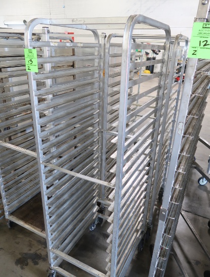 aluminum tray racks, on casters