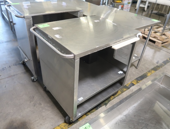 stainless demo cart, w/ pull-out cutting board & fixed shelf