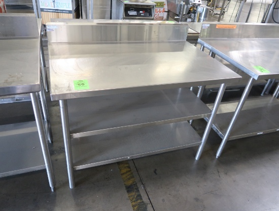 stainless table w/ backsplash & 2) undershelves