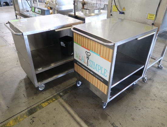 stainless demo carts, w/ pull-out cutting board & fixed shelf